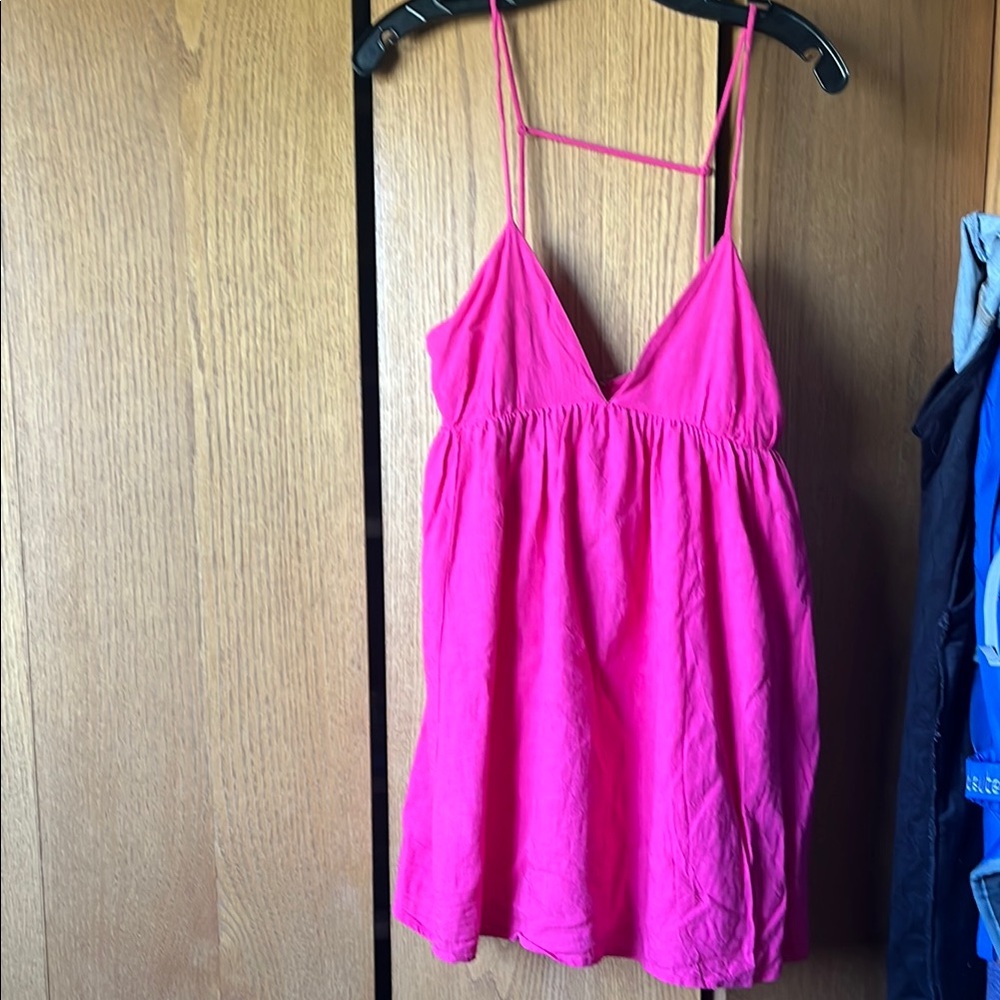 Vibrant Pink Strappy Mini Dress